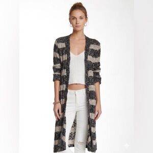 Free People Linen Navy Long Knit Spirit Cardigan - Size Large